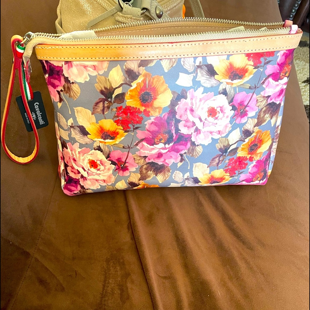Calvacanti Made in Italy Large Clutch or Travel Makeup Bag All Leather 12 X 8